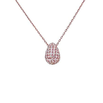 Collar Gargantilla Plata 925 Gota Pavé con Baño Oro Rosa y Circonitas, Joyeria Osnor