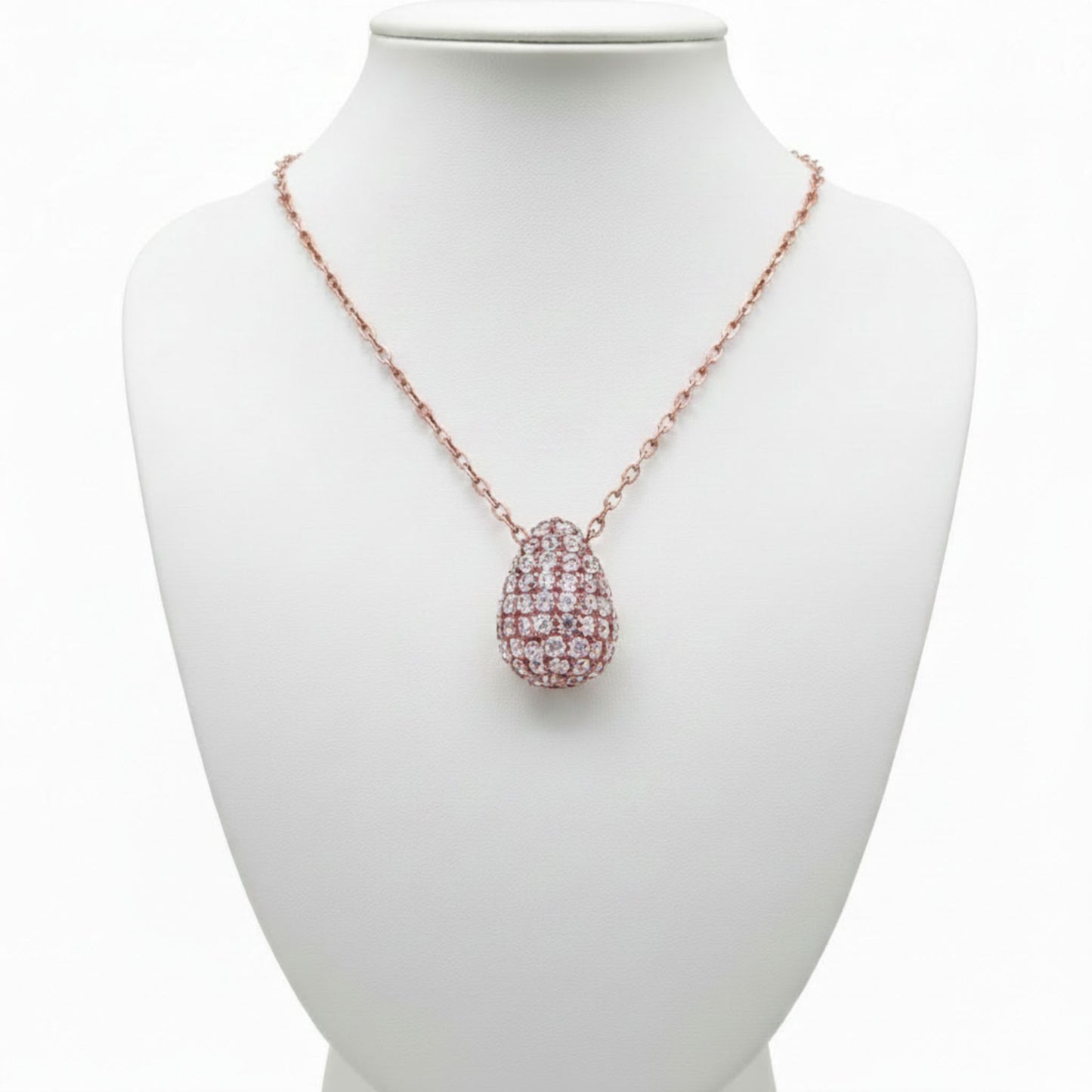 Collar Gargantilla Plata 925 Gota Pavé con Baño Oro Rosa y Circonitas. Joyeria Osnor