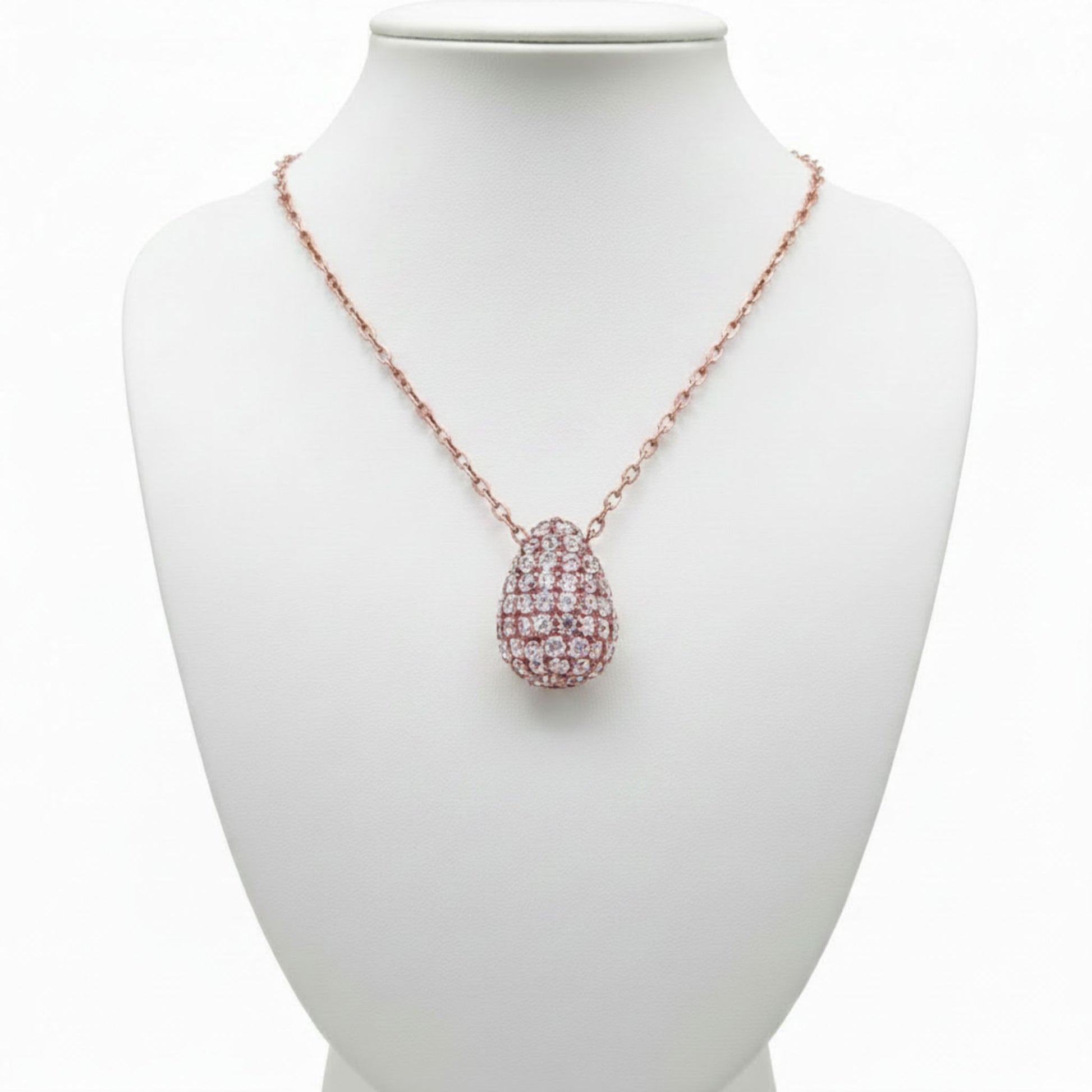 Collar Gargantilla Plata 925 Gota Pavé con Baño Oro Rosa y Circonitas. Joyeria Osnor