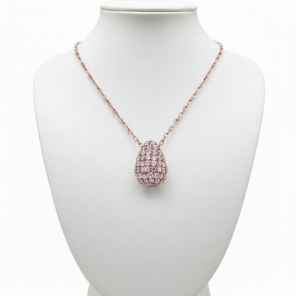 Collar Gargantilla Plata 925 Gota Pavé con Baño Oro Rosa y Circonitas. Joyeria Osnor