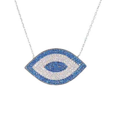 Collar Gargantilla Plata 925 Ojo Turco con Circonitas Azules y Blancas. Joyeria Osnor