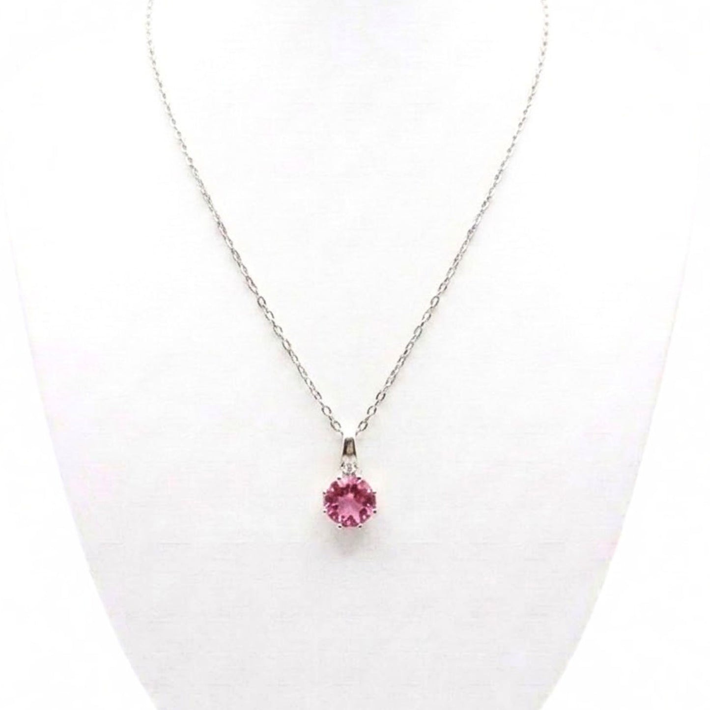 Collar gargantilla cadena de plata rodio Circonita rosa mujer diseño joyería osnor moda moderno elegante boda fiesta fashion glamour lujo 