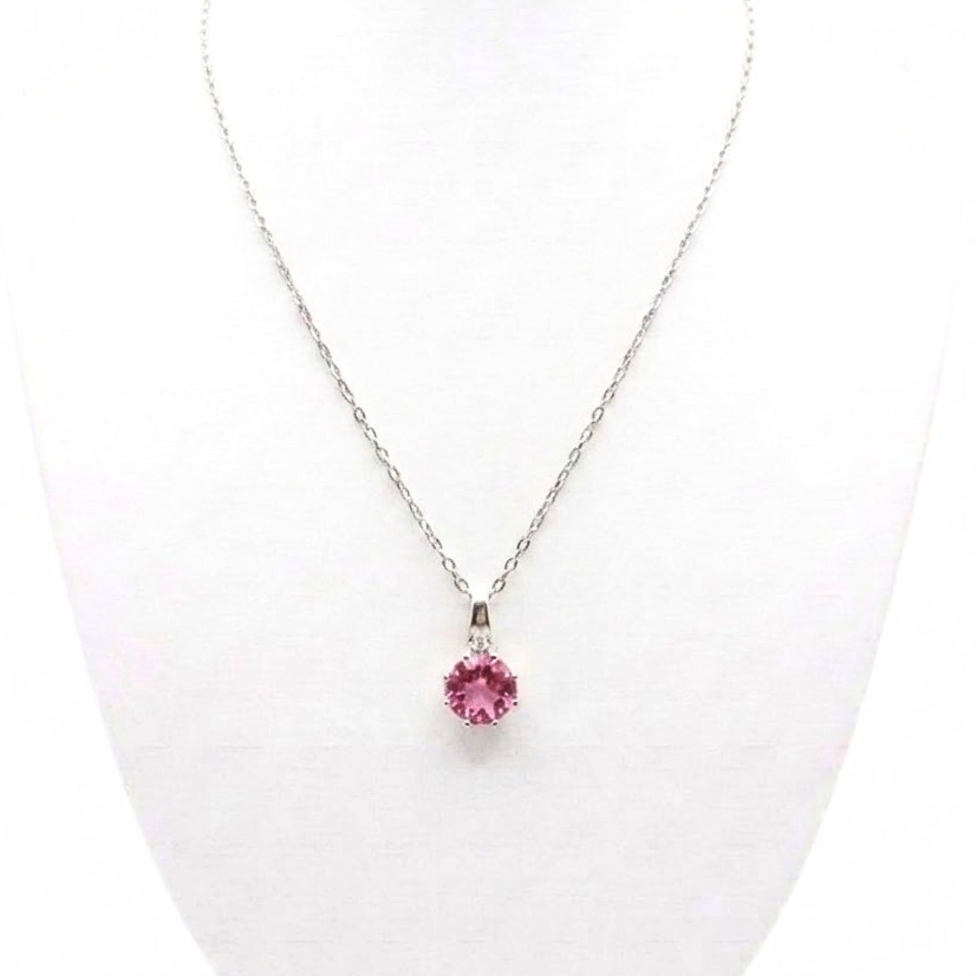 Collar gargantilla cadena de plata rodio Circonita rosa mujer diseño joyería osnor moda moderno elegante boda fiesta fashion glamour lujo 