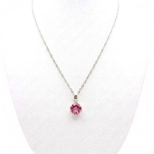 Collar gargantilla cadena de plata rodio Circonita rosa mujer diseño joyería osnor moda moderno elegante boda fiesta fashion glamour lujo 