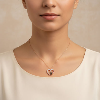 Collar Gargantilla Corazón con Esfera · Plata 925 Baño Oro Rosa y Circonitas. Joyeria Osnor