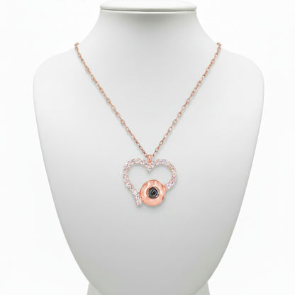 Collar Gargantilla Corazón con Esfera · Plata 925 Baño Oro Rosa y Circonitas. Joyeria Osnor