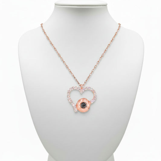 Collar Gargantilla Corazón con Esfera · Plata 925 Baño Oro Rosa y Circonitas. Joyeria Osnor
