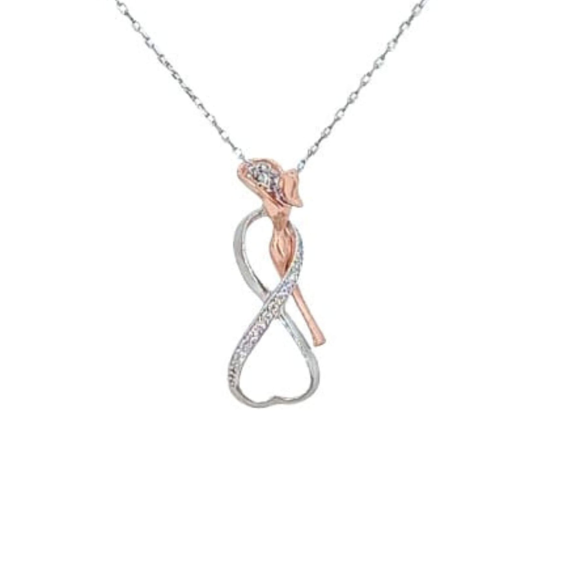 Collar Gargantilla Plata 925 Infinito Bicolor Rodio y Rosa con Circonitas.Joyeria Osnor