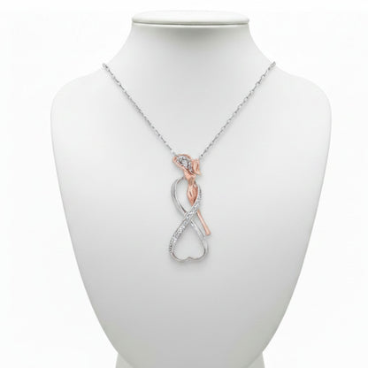 Collar Gargantilla Plata 925 Infinito Bicolor Rodio y Rosa con Circonitas.Joyeria Osnor