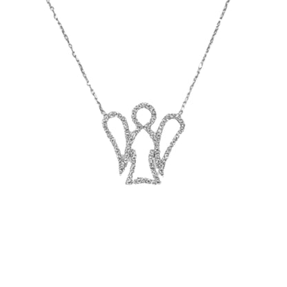 Collar Gargantilla Ángel Plata 925 con Circonitas Blancas · Acabado Rodio Joyeria Osnor