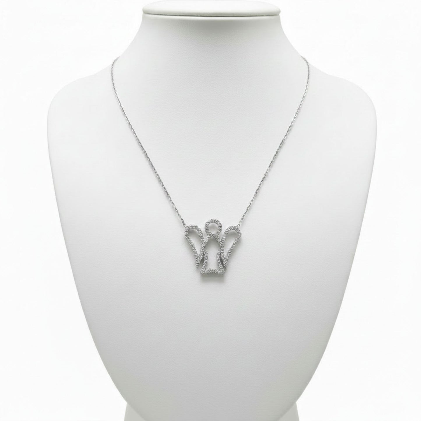 Collar Gargantilla Ángel Plata 925 con Circonitas Blancas · Acabado Rodio Joyeria Osnor
