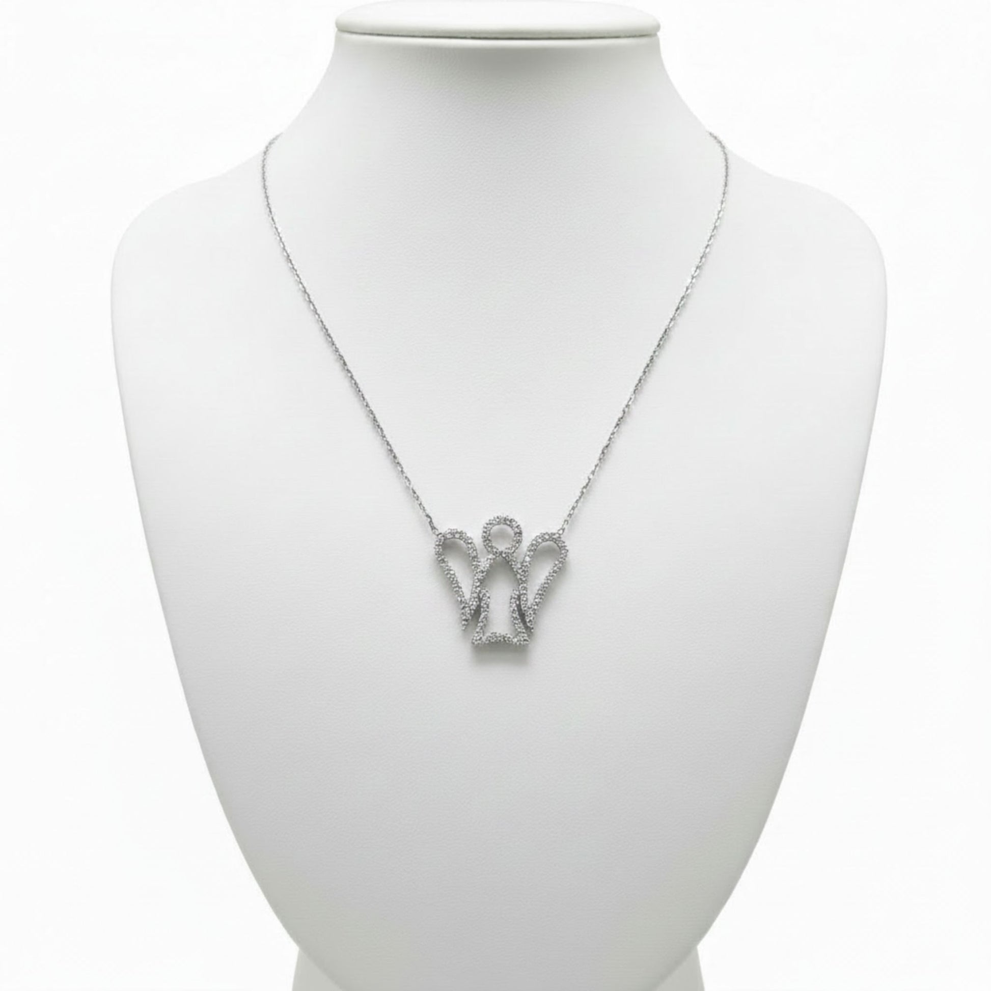 Collar Gargantilla Ángel Plata 925 con Circonitas Blancas · Acabado Rodio Joyeria Osnor