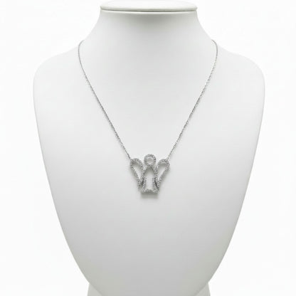 Collar Gargantilla Ángel Plata 925 con Circonitas Blancas · Acabado Rodio Joyeria Osnor