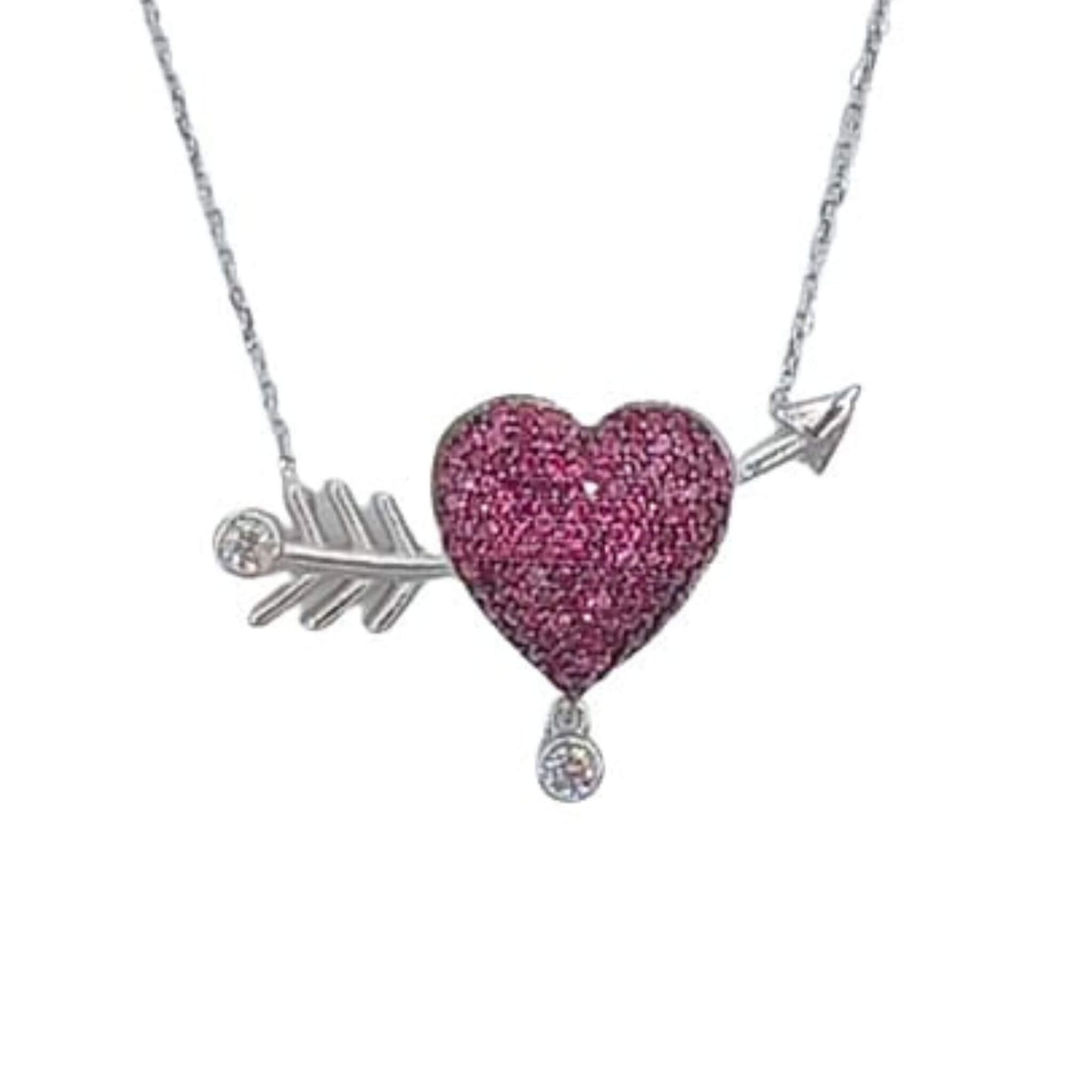 Collar Gargantilla Corazón y Flecha con Circonitas Blancas y de Color  · Plata 925 con Rodio