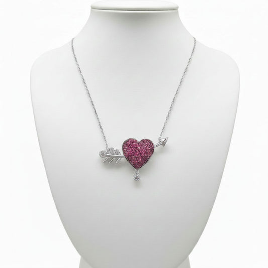 SILVER NECKLACE WITH RHODIUM FINISH AND ZIRCONIAS
