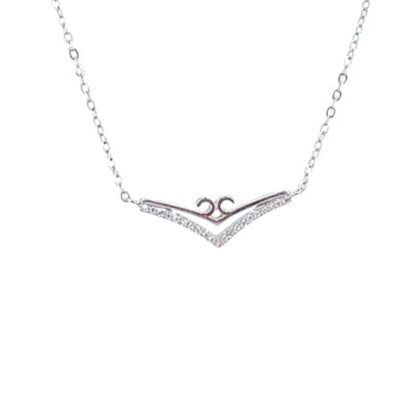 Collar Gargantilla Chevron Plata 925 Rodio · Colgante en V con Circonitas y Detalle Espiral. Joyeria Osnor