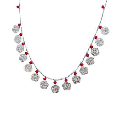 Collar Gargantilla Plata con Flores y Coral Cierre Reasa Joyeria Osnor