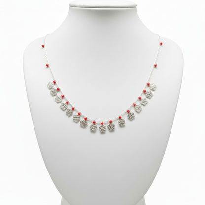Collar Gargantilla Plata con Flores y Coral Cierre Reasa Joyeria Osnor