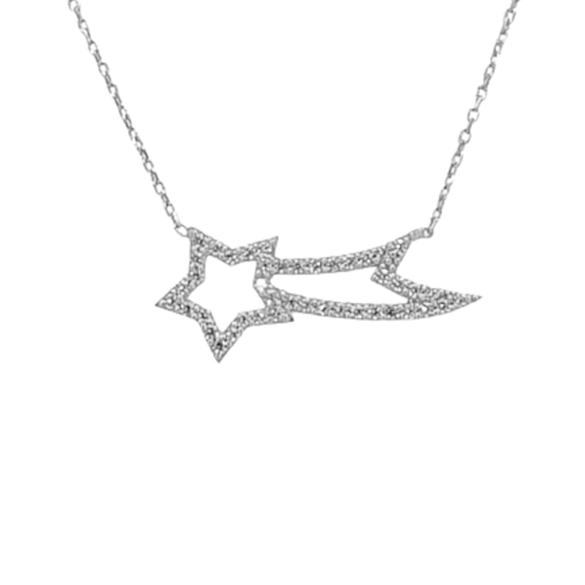 Collar Gargantilla Estrella Fugaz Plata 925 con Circonitas · Acabado Rodio. Joyeria Osnor