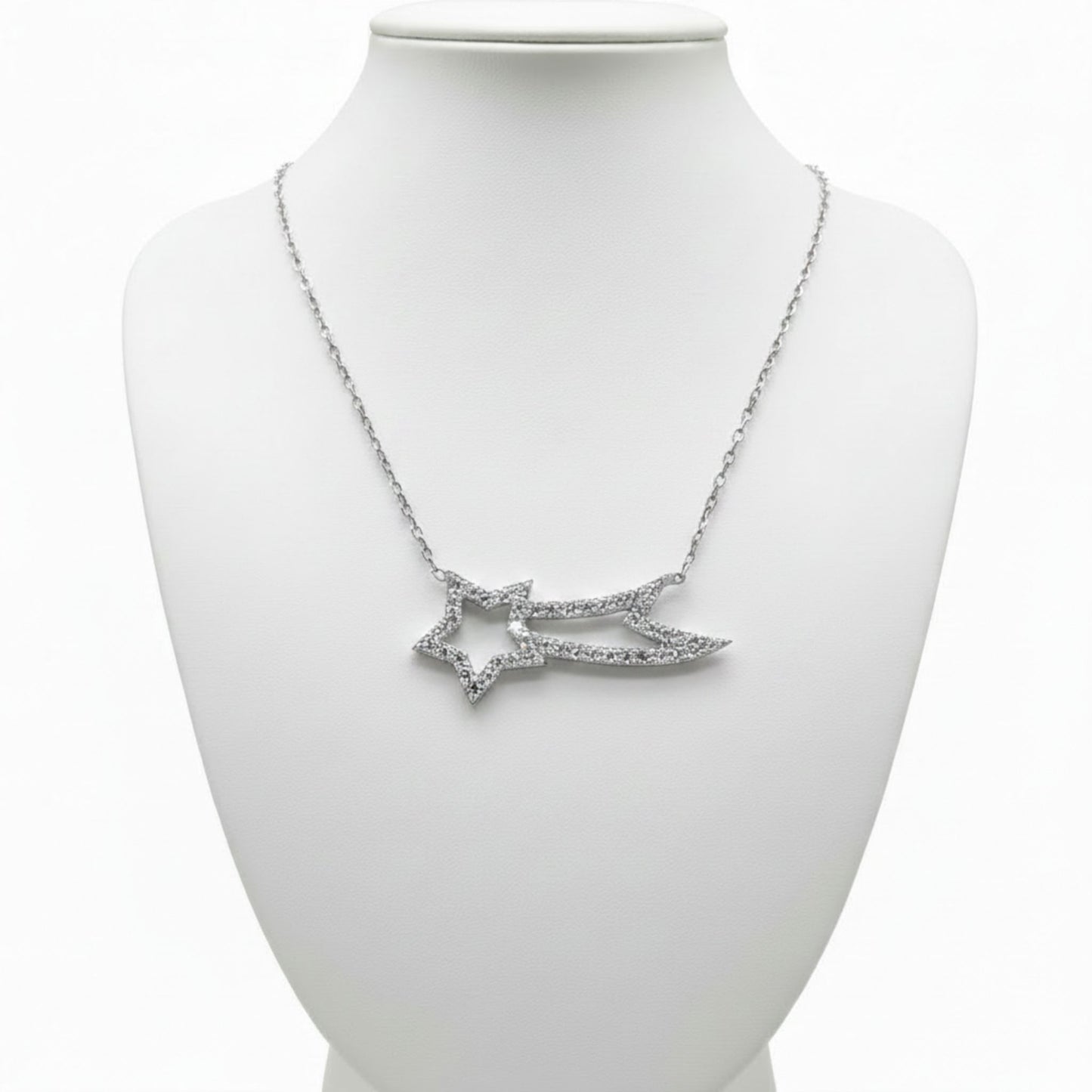 Collar Gargantilla Estrella Fugaz Plata 925 con Circonitas · Acabado Rodio. Joyeria Osnor