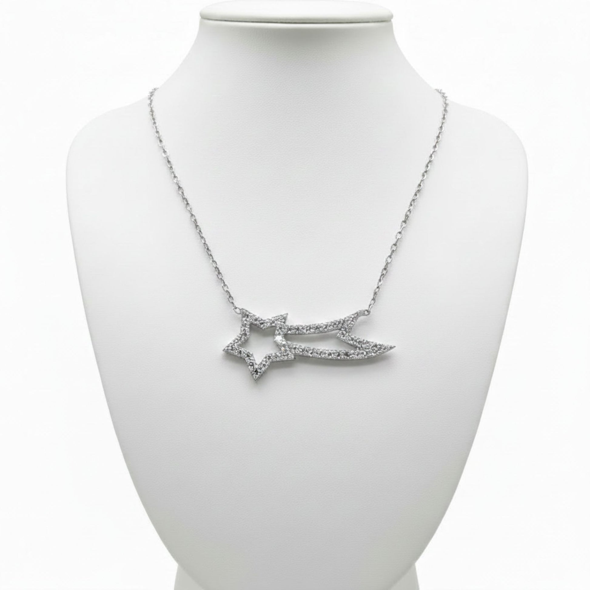 Collar Gargantilla Estrella Fugaz Plata 925 con Circonitas · Acabado Rodio. Joyeria Osnor