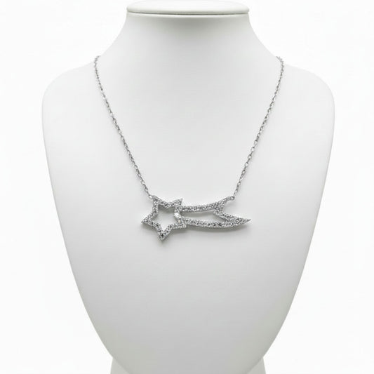 Collar Gargantilla Estrella Fugaz Plata 925 con Circonitas · Acabado Rodio. Joyeria Osnor