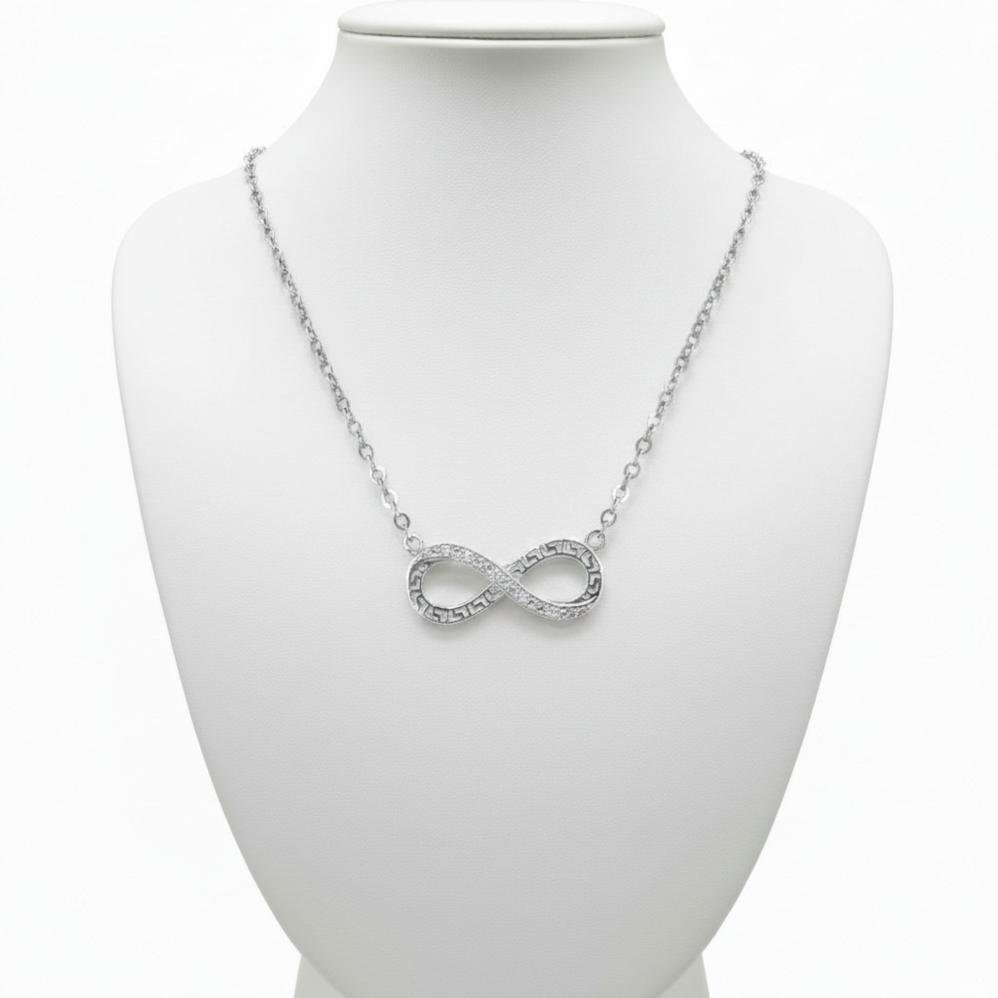Collar Gargantilla Infinito Plata 925 Rodio · Colgante Labrado con Circonitas Blancas. Joyeria Osnor