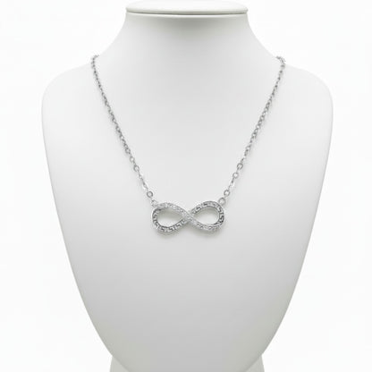 Collar Gargantilla Infinito Plata 925 Rodio · Colgante Labrado con Circonitas Blancas. Joyeria Osnor