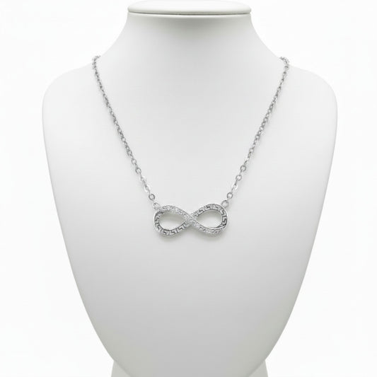 Collar Gargantilla Infinito Plata 925 Rodio · Colgante Labrado con Circonitas Blancas. Joyeria Osnor