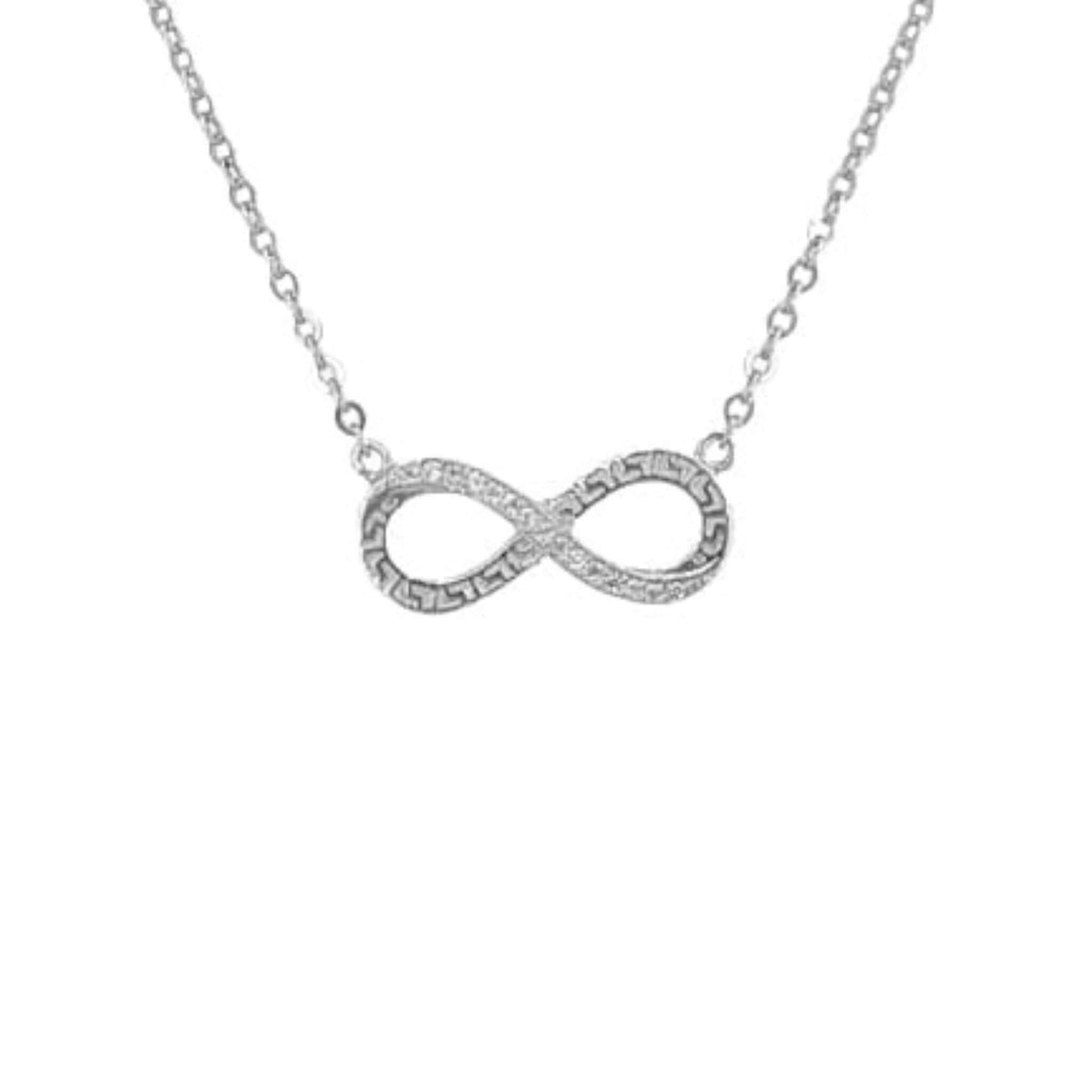 Collar Gargantilla Infinito Plata 925 Rodio · Colgante Labrado con Circonitas Blancas. Joyeria Osnor