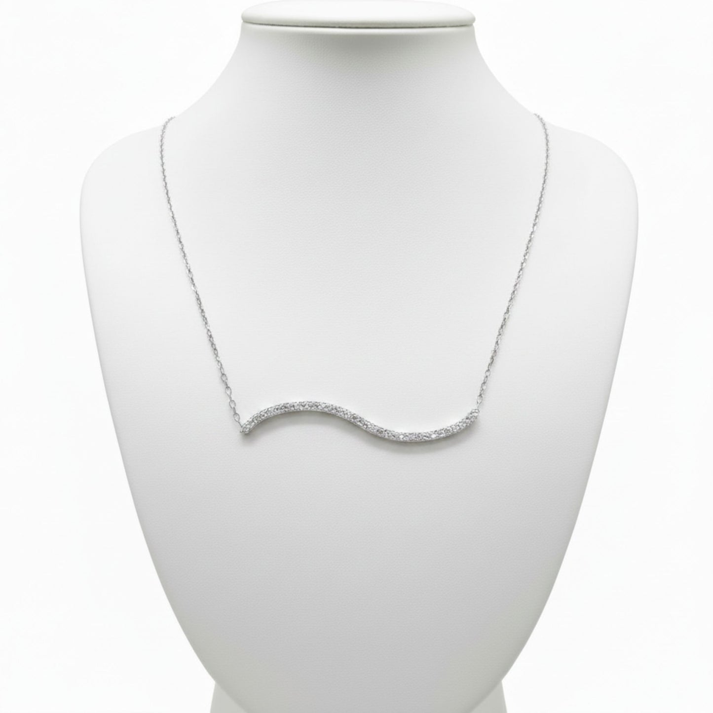Collar Gargantilla Ola · Plata 925 Acabado Rodio con Circonitas Blancas. Joyeria Osnor