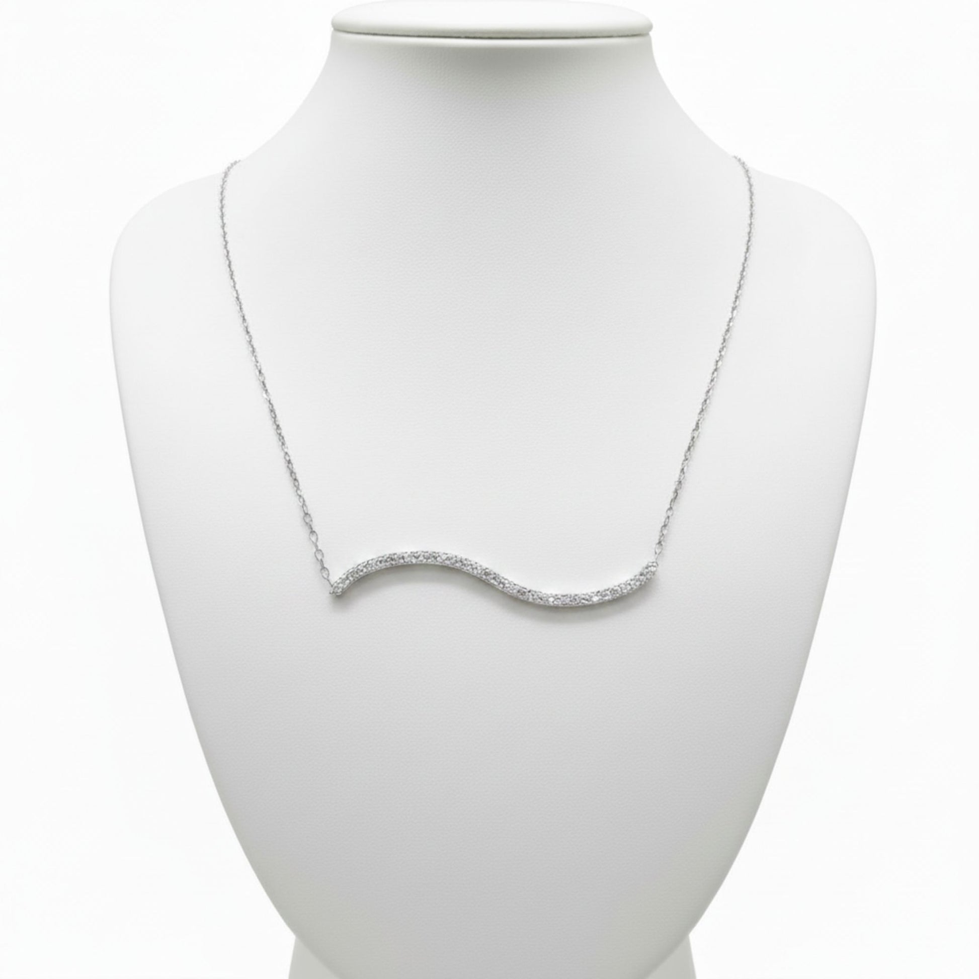 Collar Gargantilla Ola · Plata 925 Acabado Rodio con Circonitas Blancas. Joyeria Osnor