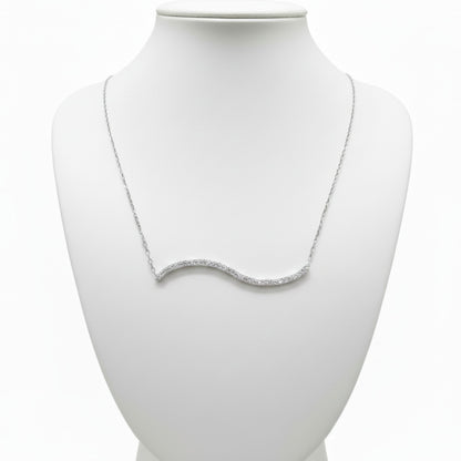 Collar Gargantilla Ola · Plata 925 Acabado Rodio con Circonitas Blancas. Joyeria Osnor