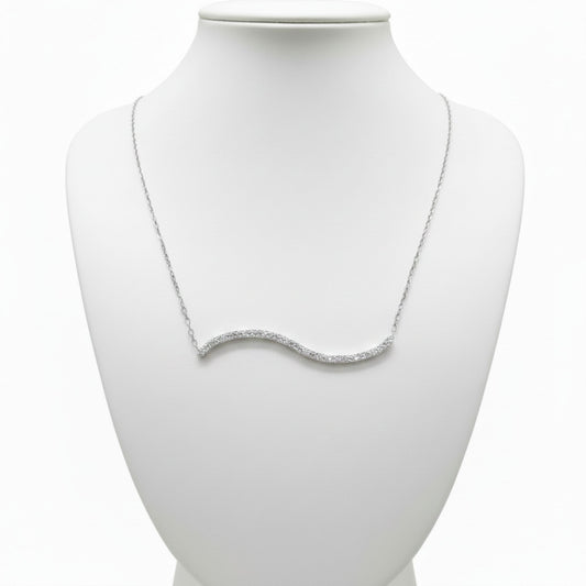 Collar Gargantilla Ola · Plata 925 Acabado Rodio con Circonitas Blancas. Joyeria Osnor