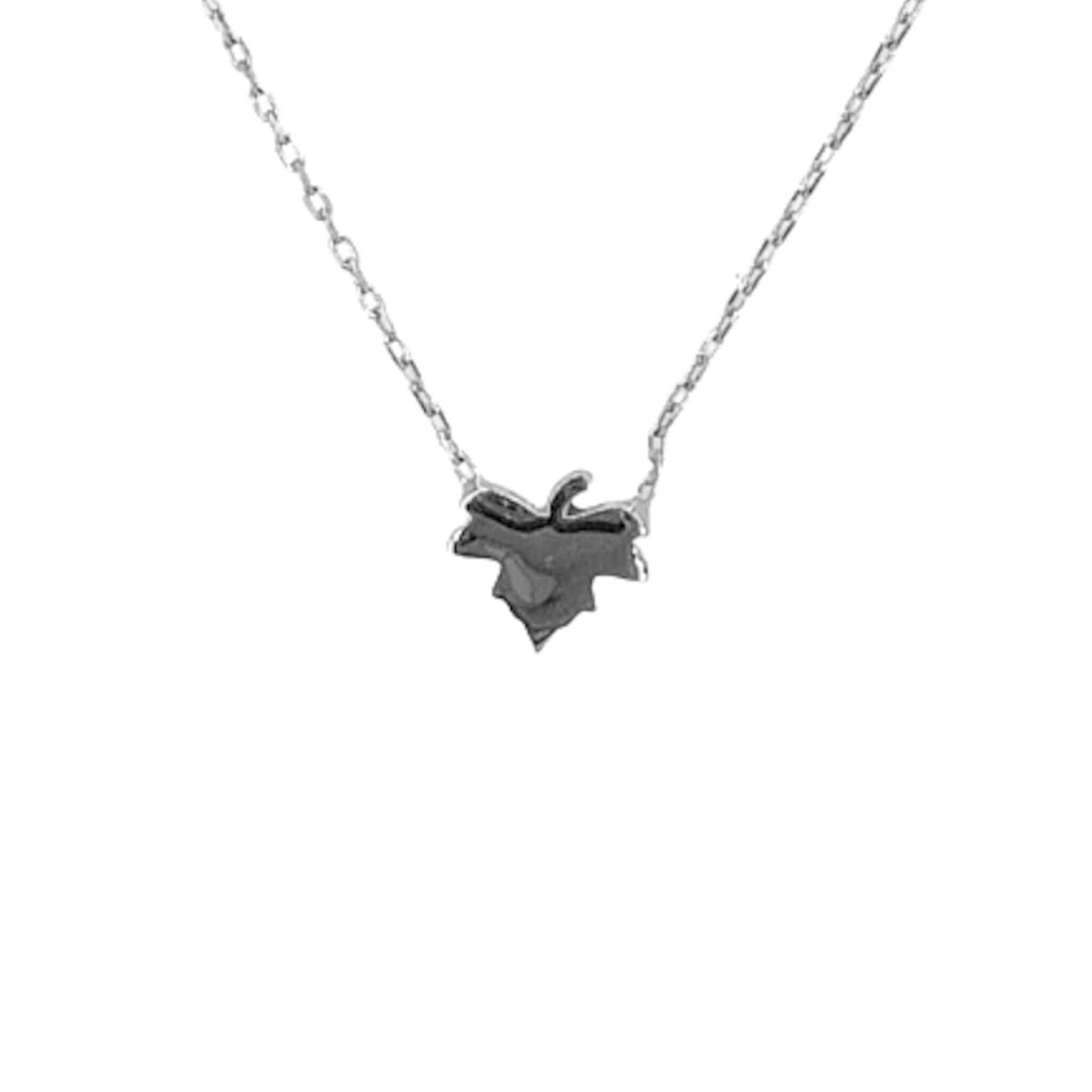 Collar Gargantilla Hoja Plata 925 Lisa Acabado en Rodio. Joyeria Osnor