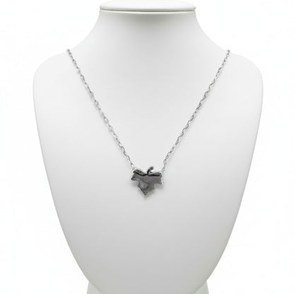 Collar Gargantilla Hoja Plata 925 Lisa Acabado en Rodio. Joyeria Osnor