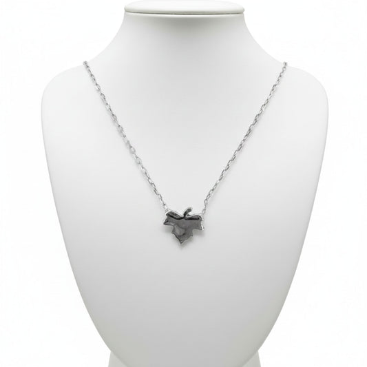 Collar Gargantilla Hoja Plata 925 Lisa Acabado en Rodio. Joyeria Osnor