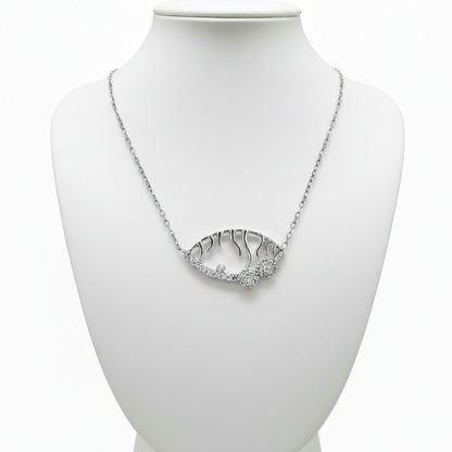 Collar Gargantilla Ojo Oval · Plata 925 Acabado Rodio con Esmalte Negro y Circonitas. Joyeria Osnor