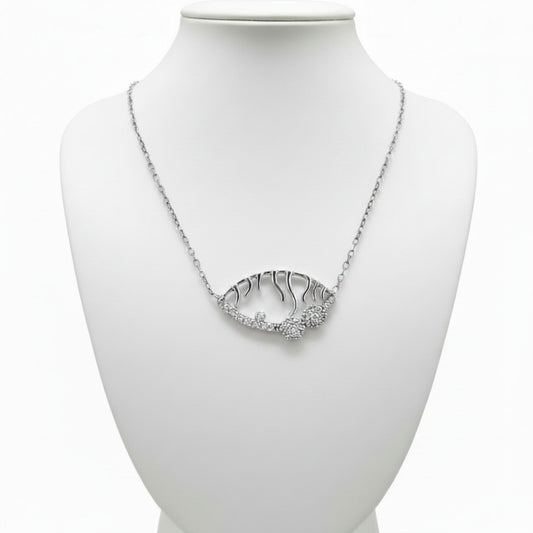 Collar Gargantilla Ojo Oval · Plata 925 Acabado Rodio con Esmalte Negro y Circonitas. Joyeria Osnor