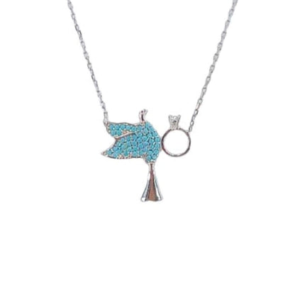 Collar Gargantilla Plata 925 Paloma con Turquesas y Solitario · Símbolo de Libertad Joyeria Osnor