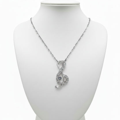 Collar Gargantilla Nota Musical Plata 925 con Ojo Turco y Circonitas · Unisex Joyeria Osnor