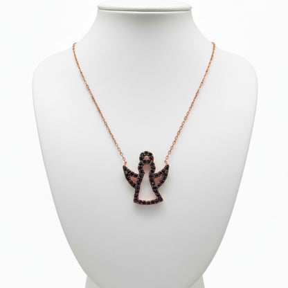 Collar Gargantilla Ángel Oro Rosa con Circonitas Negras. Joyeria Osnor
