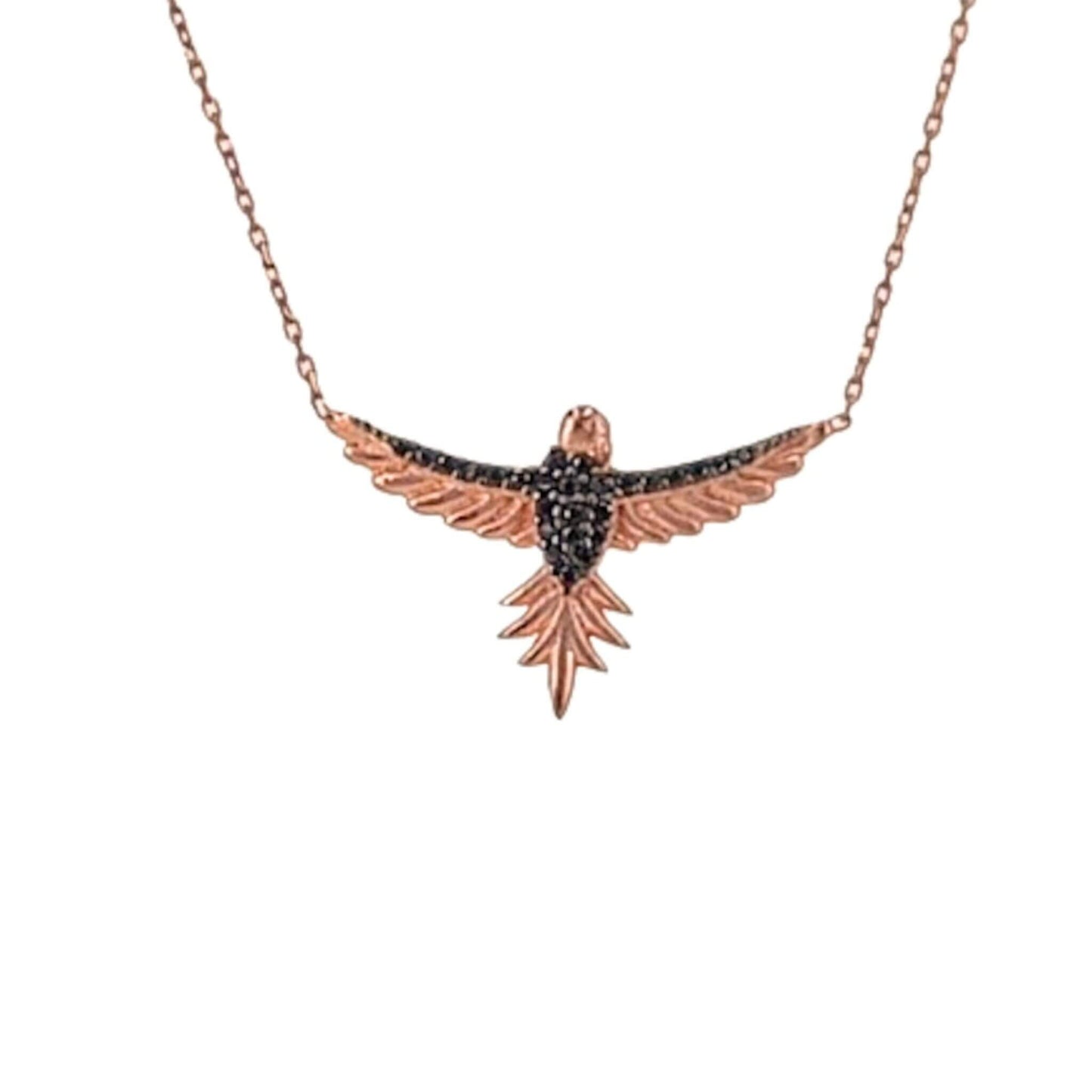 Collar Gargantilla Ave · Plata 925 Baño Oro Rosa con Circonitas Negras. Joyeria Osnor