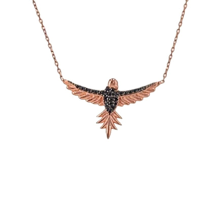 Collar Gargantilla Ave · Plata 925 Baño Oro Rosa con Circonitas Negras. Joyeria Osnor