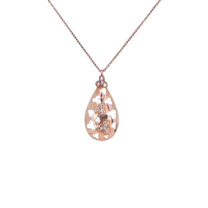 Collar Gargantilla Gota Calado · Plata 925 Baño Oro Rosa con Circonitas Blancas. Joyeria Osnor