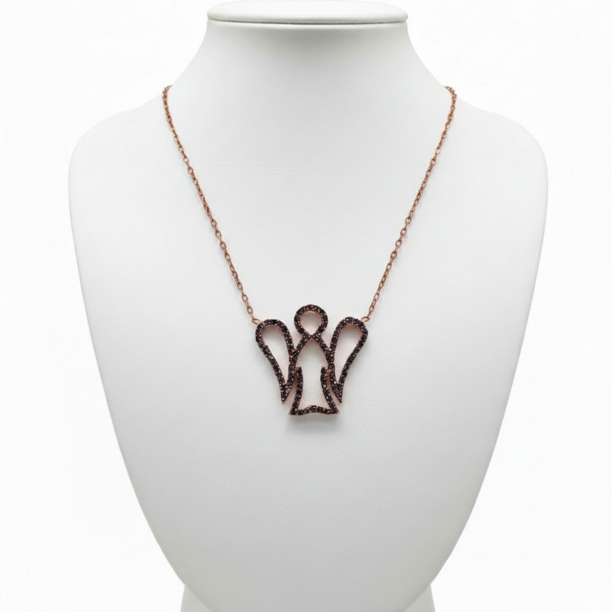 Collar Gargantilla Ángel Plata 925 con Circonitas Negras · Acabado Rosa. Joyeria Osnor