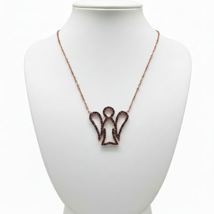Collar Gargantilla Ángel Plata 925 con Circonitas Negras · Acabado Rosa. Joyeria Osnor