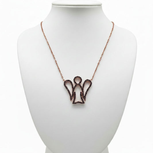 Collar Gargantilla Ángel Plata 925 con Circonitas Negras · Acabado Rosa. Joyeria Osnor