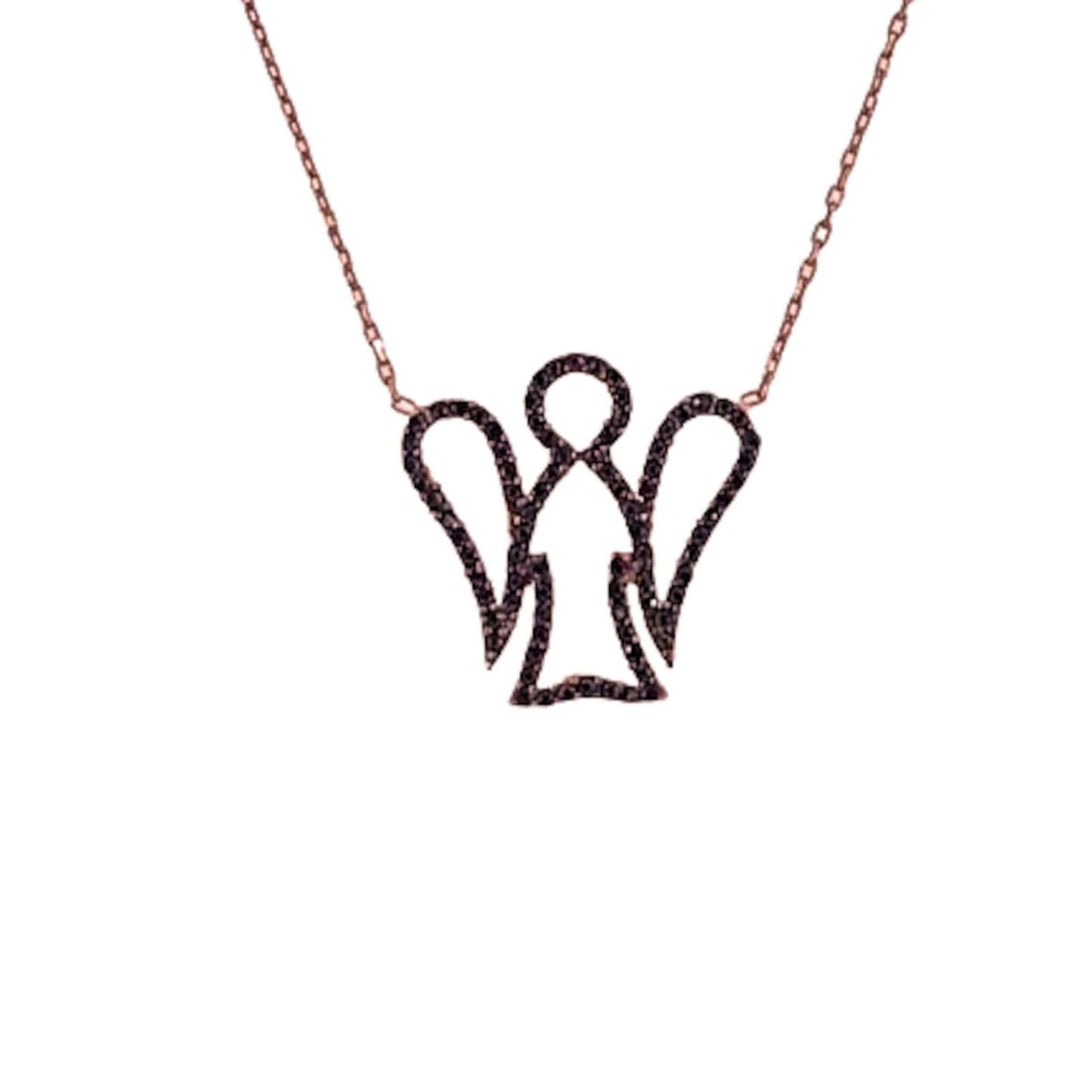 Collar Gargantilla Ángel Plata 925 con Circonitas Negras · Acabado Rosa. Joyeria Osnor