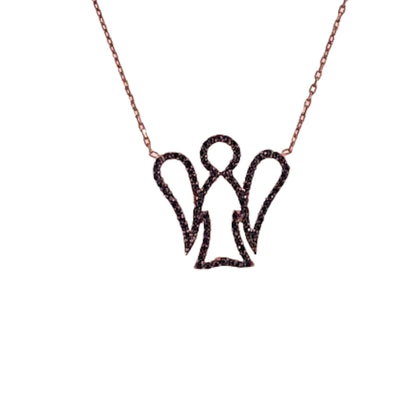 Collar Gargantilla Ángel Plata 925 con Circonitas Negras · Acabado Rosa. Joyeria Osnor